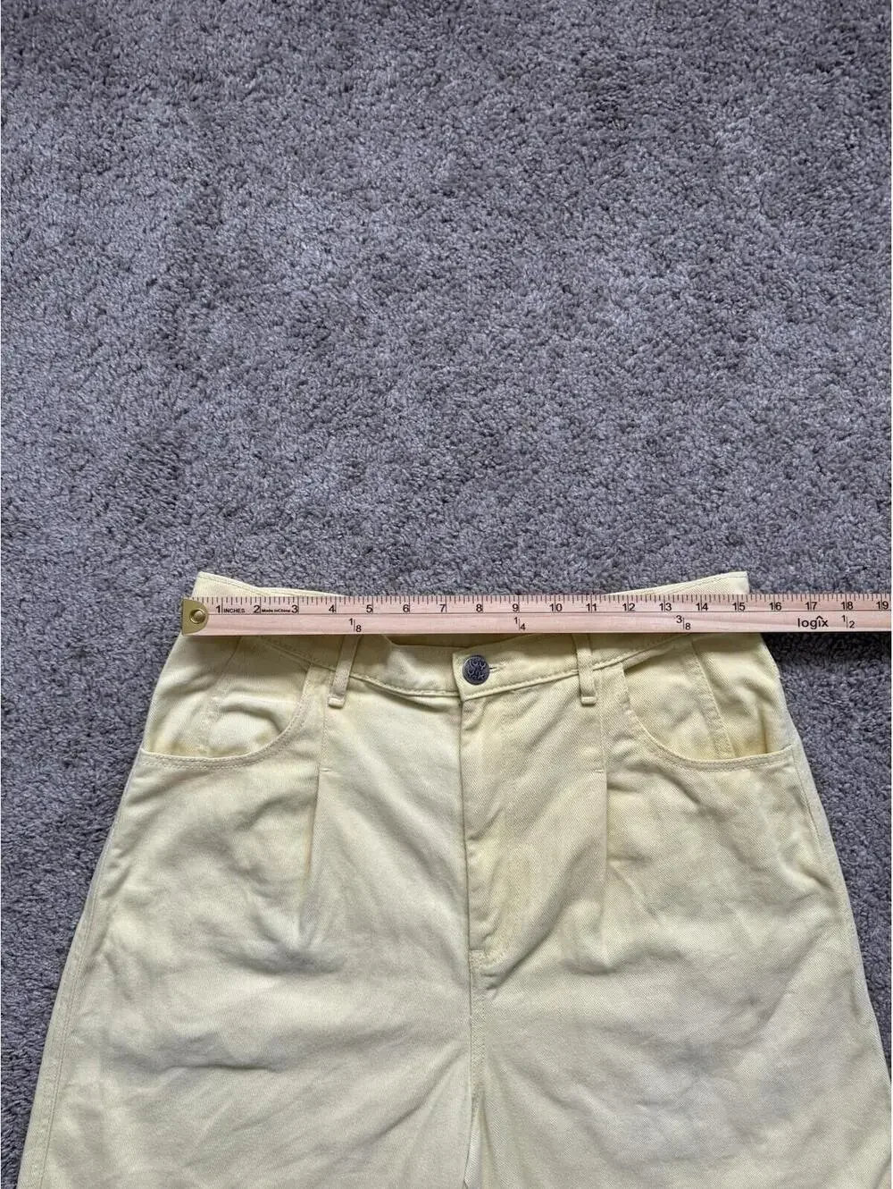 Lucy and Yak Shorts Women’s 30 Yellow Denim‎ Pockets Casual Logo Cotton Preppy